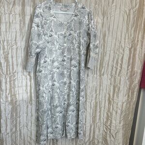 Floral print longline tunic dress with pockets 3/4 sleeves